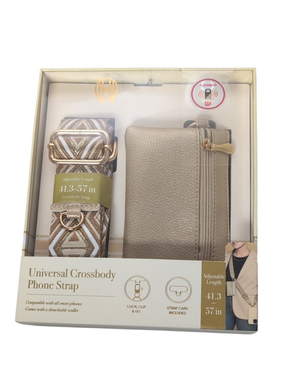 House of Harlow 1960 Gold & White Universal Crossbody Phone Strap & Wallet